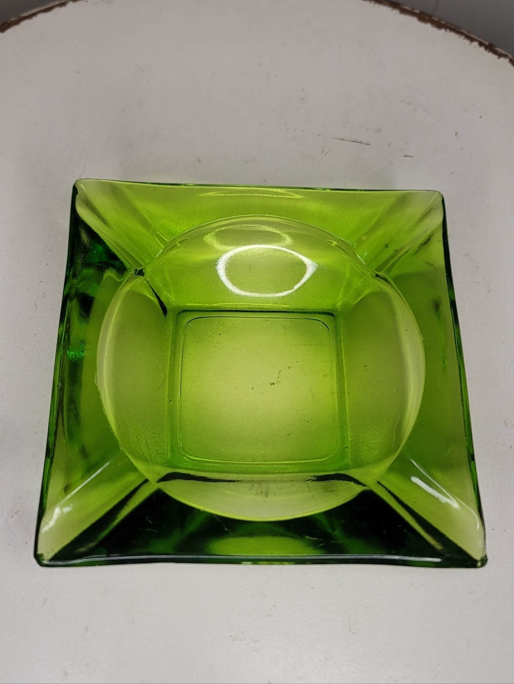Mid-Century Green Glass Ashtray